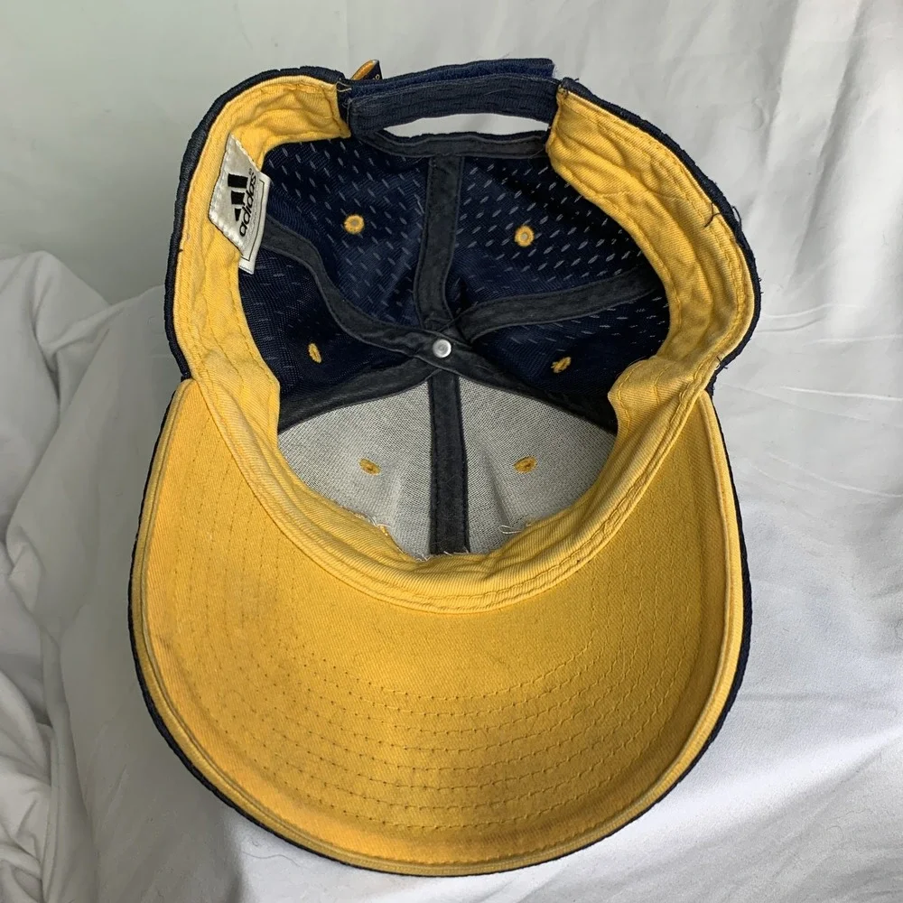 Adidas Navy Blue Yellow Embroidered Logo Mesh Baseball Cap Hat Adjustable
